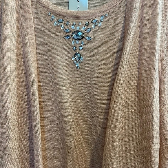 NOTATIONS Blouse Top Size XL Pink Metallic Long Sleeve Sweater Shirt Faux C… - Picture 5 of 9